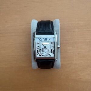 Men's Black Leather Strap Watch